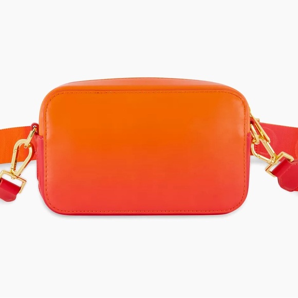 NWT Mac Duggal Leather Orange and Red Ombre Crossbody Bag with Dustbag from Saks - Picture 3 of 7